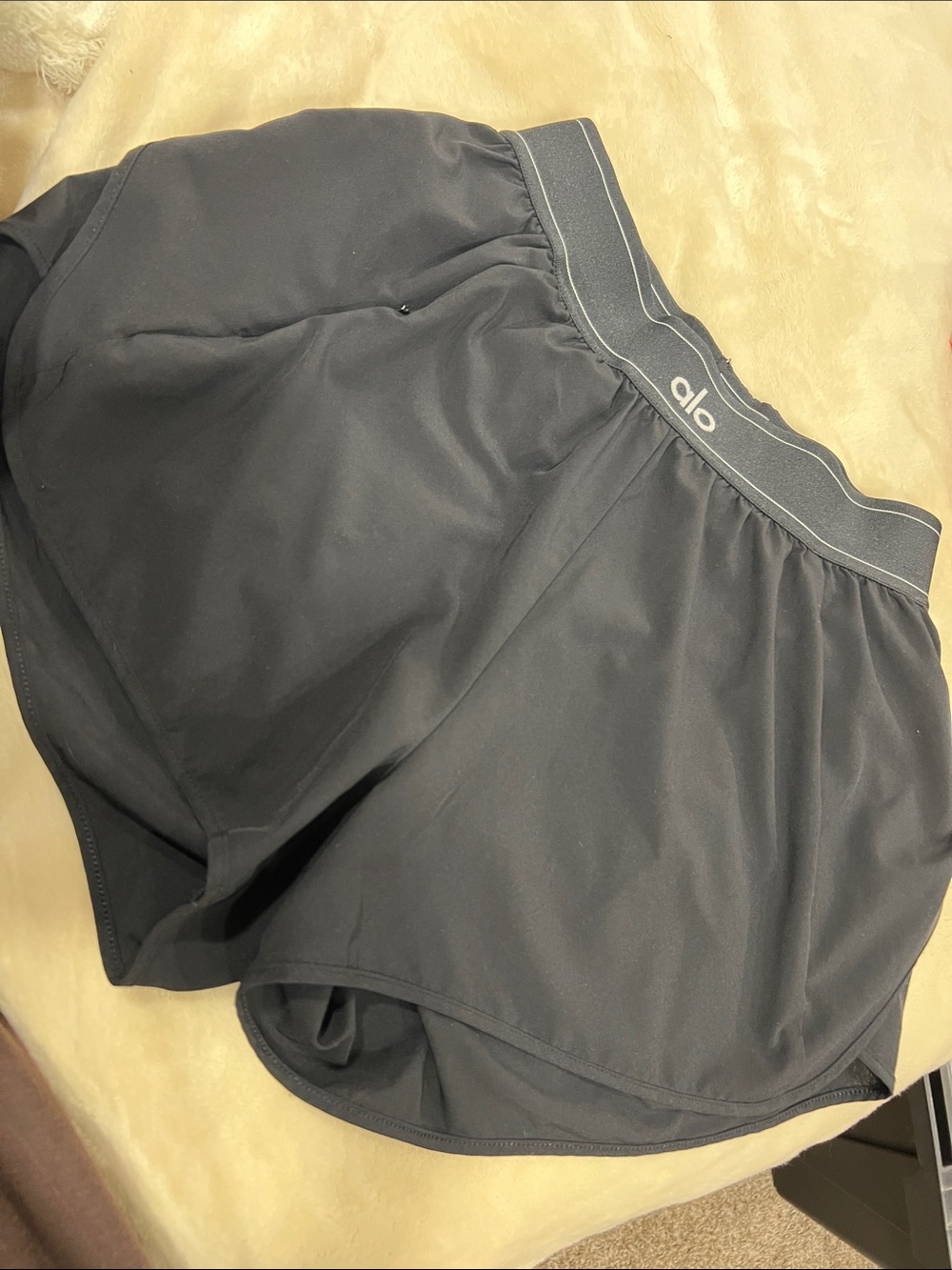 ALO Yoga Black Athletic Running Shorts with Elastic Logo Waistband